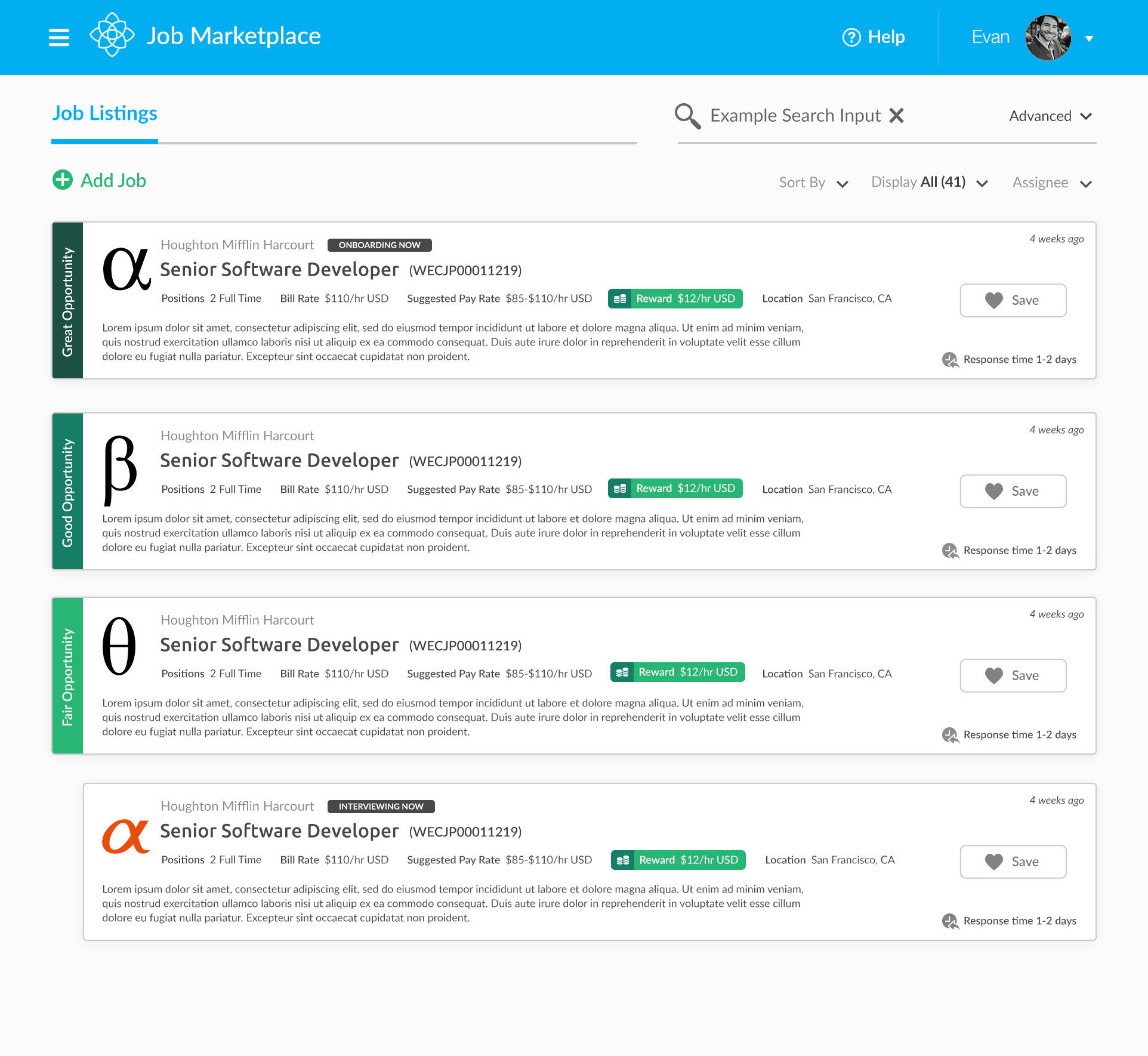 Job Marketplace Table View Infograph